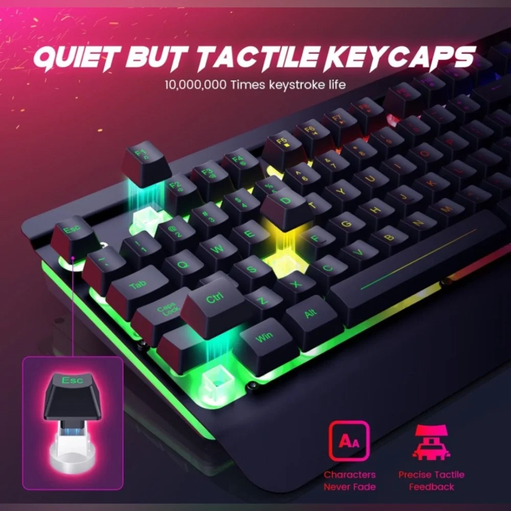 All-Metal WIRED Panel Rainbow Computer Keyboard with mouse
